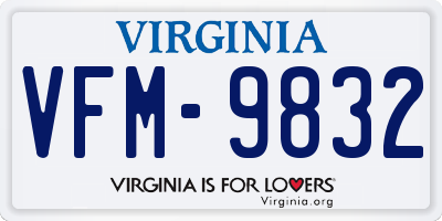 VA license plate VFM9832