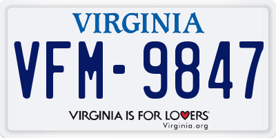 VA license plate VFM9847