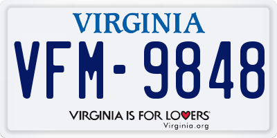 VA license plate VFM9848