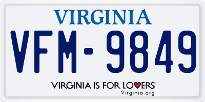 VA license plate VFM9849