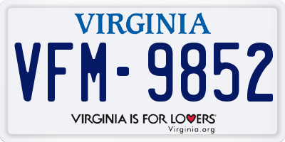 VA license plate VFM9852