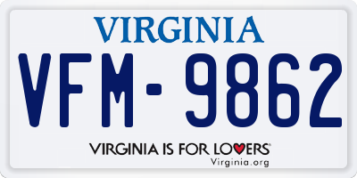VA license plate VFM9862
