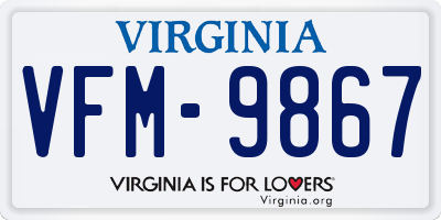 VA license plate VFM9867
