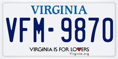 VA license plate VFM9870