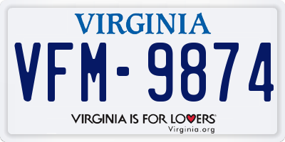 VA license plate VFM9874