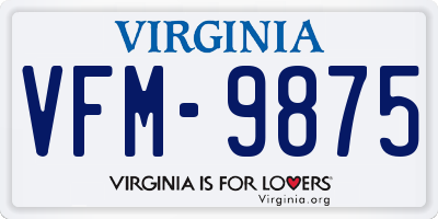 VA license plate VFM9875