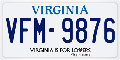 VA license plate VFM9876