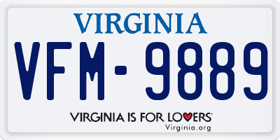 VA license plate VFM9889