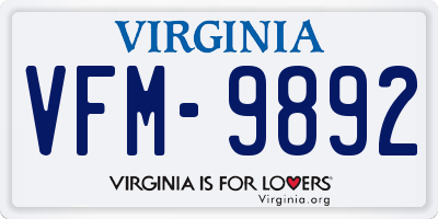 VA license plate VFM9892