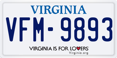 VA license plate VFM9893