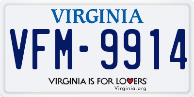 VA license plate VFM9914