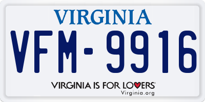 VA license plate VFM9916