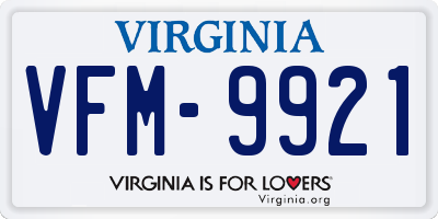 VA license plate VFM9921