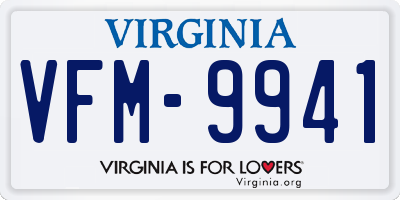 VA license plate VFM9941