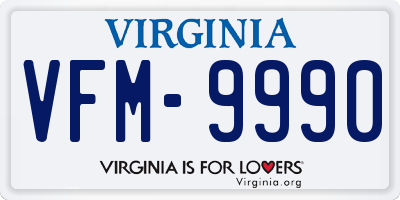 VA license plate VFM9990
