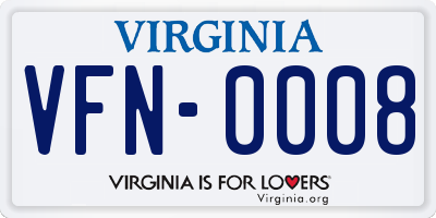 VA license plate VFN0008