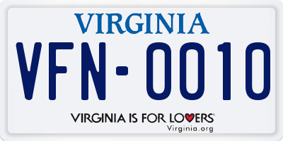 VA license plate VFN0010