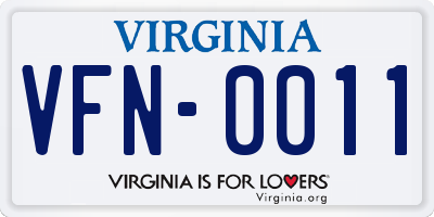 VA license plate VFN0011