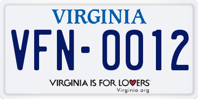 VA license plate VFN0012