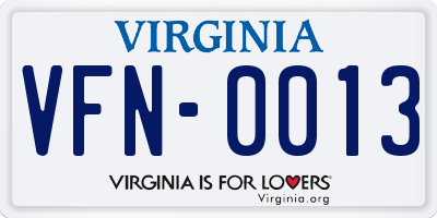 VA license plate VFN0013