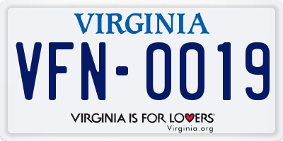 VA license plate VFN0019