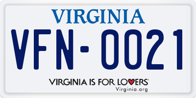 VA license plate VFN0021
