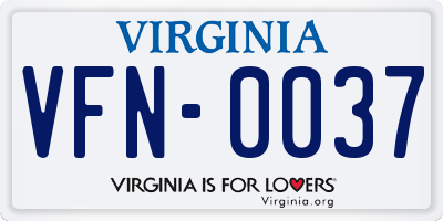 VA license plate VFN0037