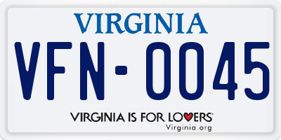 VA license plate VFN0045