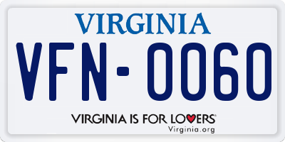 VA license plate VFN0060