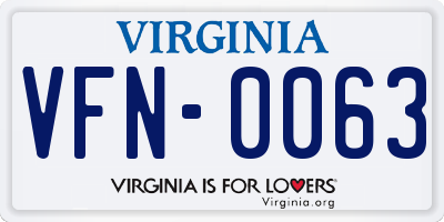 VA license plate VFN0063