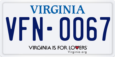 VA license plate VFN0067
