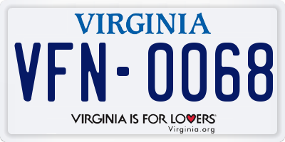VA license plate VFN0068