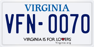 VA license plate VFN0070