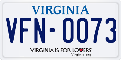 VA license plate VFN0073