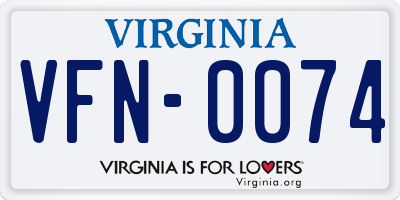 VA license plate VFN0074