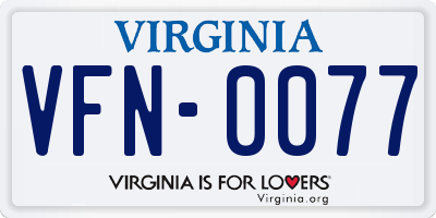 VA license plate VFN0077