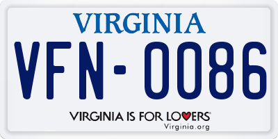 VA license plate VFN0086