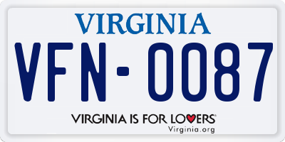VA license plate VFN0087