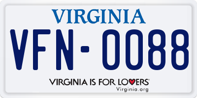VA license plate VFN0088