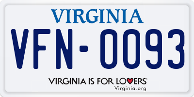 VA license plate VFN0093