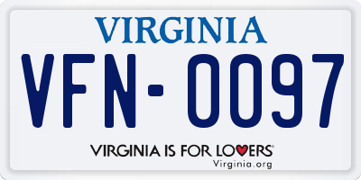 VA license plate VFN0097
