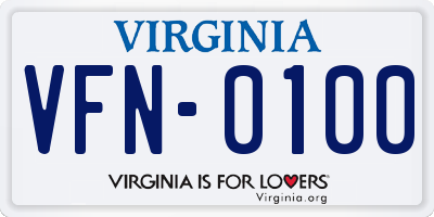 VA license plate VFN0100