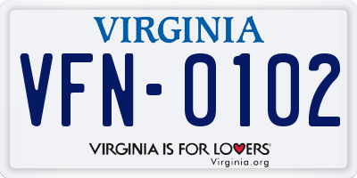VA license plate VFN0102
