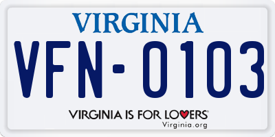 VA license plate VFN0103