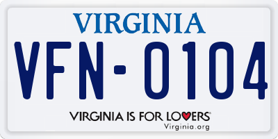 VA license plate VFN0104