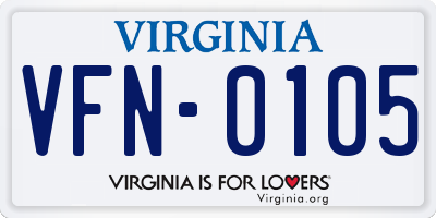 VA license plate VFN0105