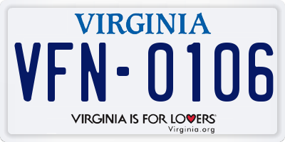 VA license plate VFN0106