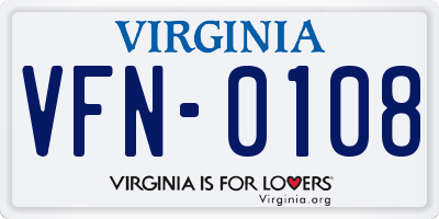 VA license plate VFN0108