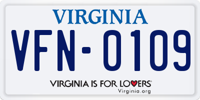 VA license plate VFN0109
