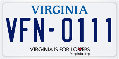 VA license plate VFN0111